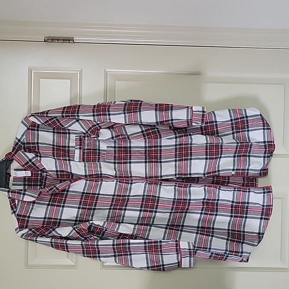Stars Above Plaid Button-Down  Sleep Shirt - Picture 1 of 3